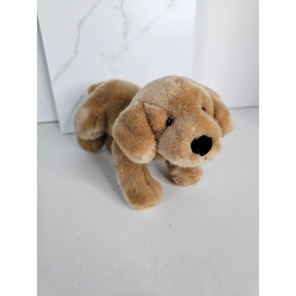 Russ Berrie Golden Retriever Plush Puppy Dog Tan Black Collar Vintage 57217 8in